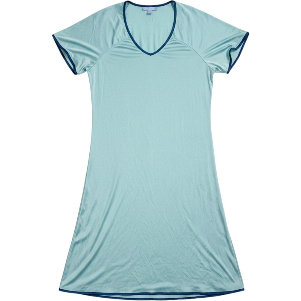 Only Necessities Womens 1X Sleep Shirt Aqua Blue V-Neck Flutter Sleeve Nightgown